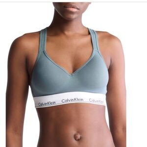 Calvin Klein Women's Modern Cotton Padded Bralette QF1654 Blue Performance NWT.